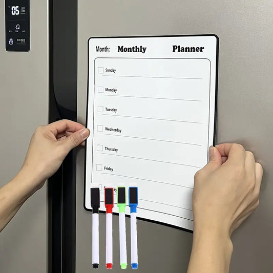 Manyetik Silinebilir Aylık Planlayıcı Tahta + 4 Silinebilir Beyaz Tahta Marker