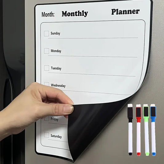 Manyetik Silinebilir Aylık Planlayıcı Tahta + 4 Silinebilir Beyaz Tahta Marker