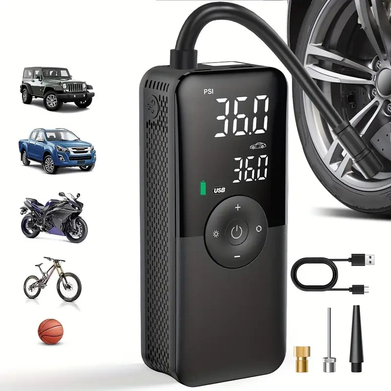 Motosikletler ve Bisikletler için Taşınabilir Lastik Şişirme Pompası